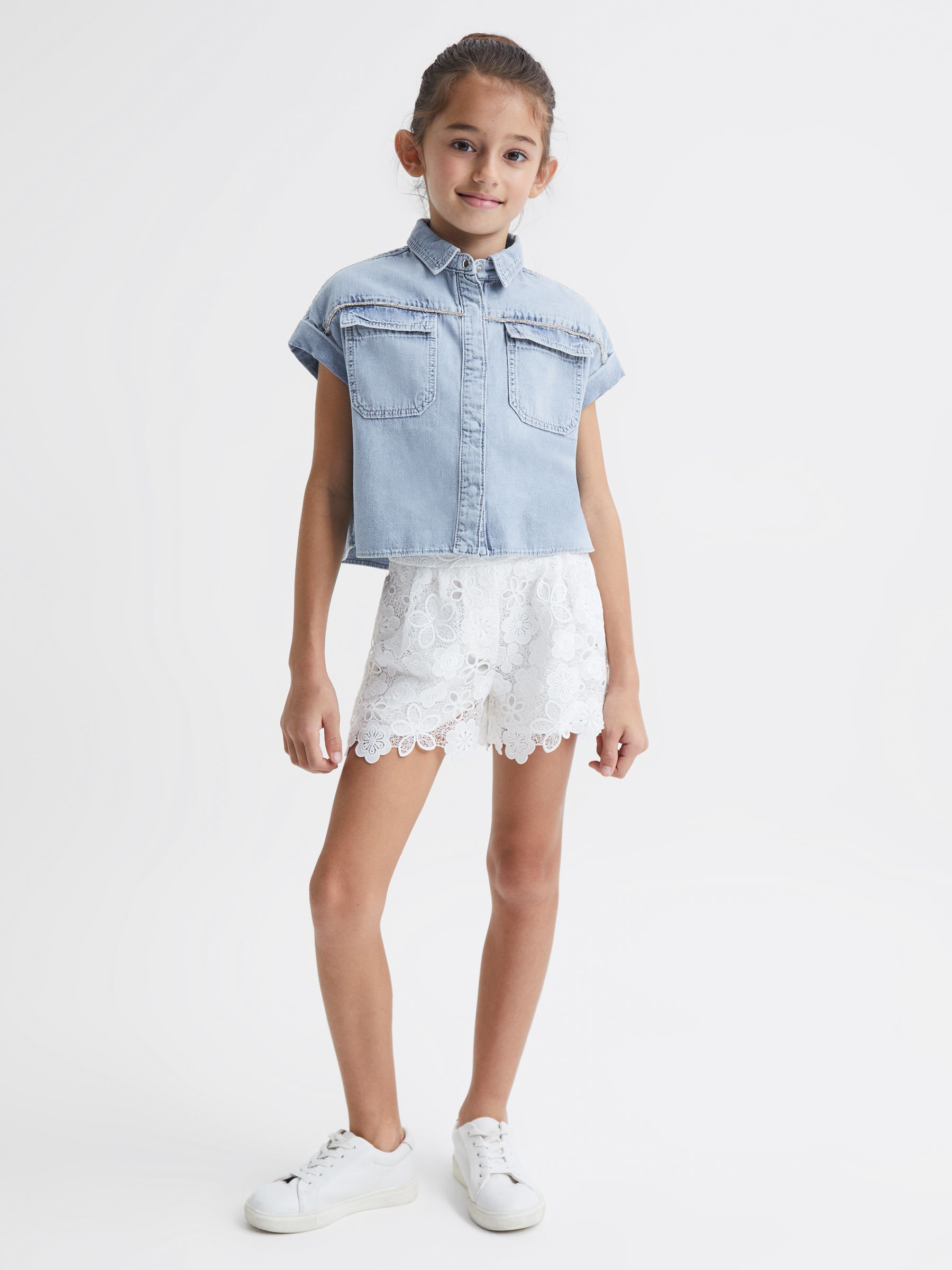Reiss Sandie crop top van denim