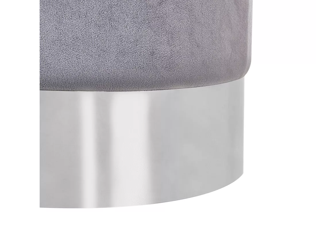Pouf en velours gris ⌀ 36 cm BRIGITTE