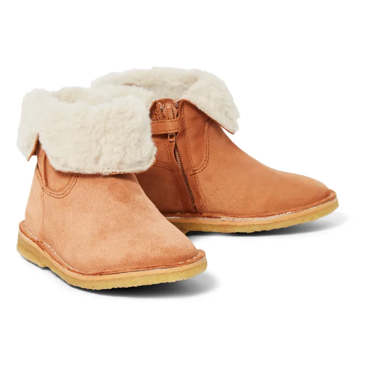Emile et Ida Boots Cuir Fourrées Chowchow | Camel