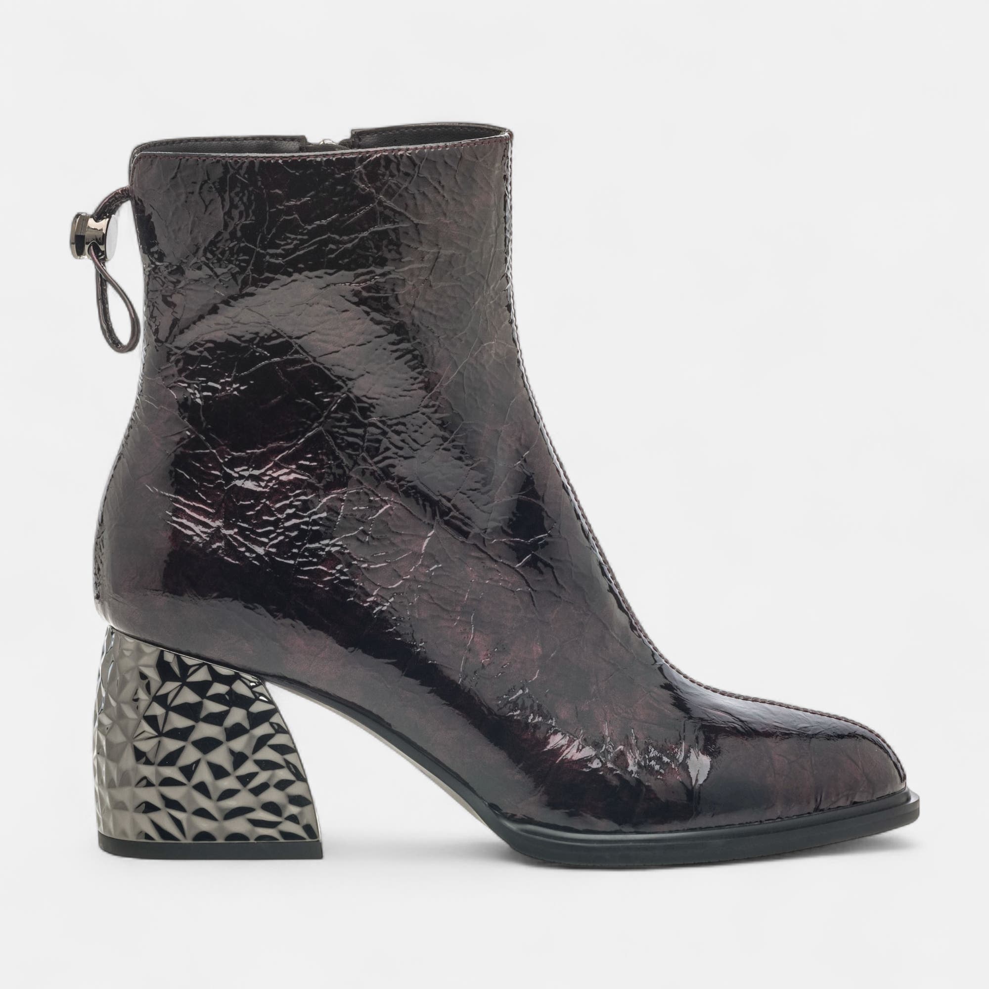 Bottines à talon Femme en cuir bordeaux