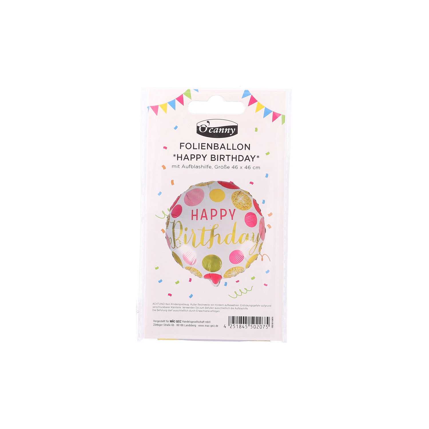 Folienballon O'Canny, HB gold/pink