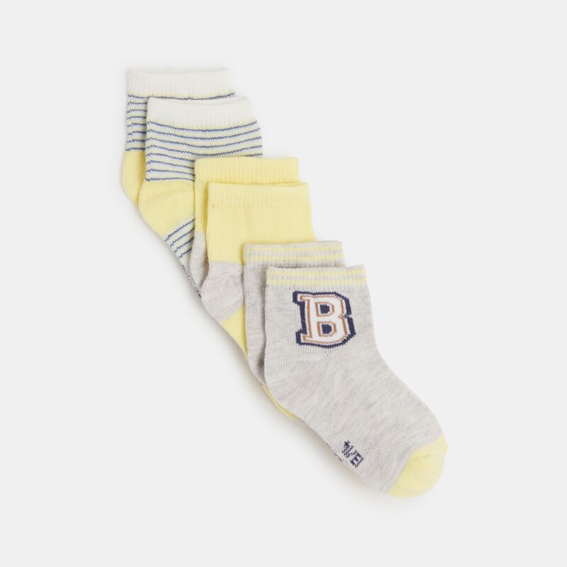 Chaussettes basses jacquard chiné gris bébé garçon (lot de 3) Gris ou noir