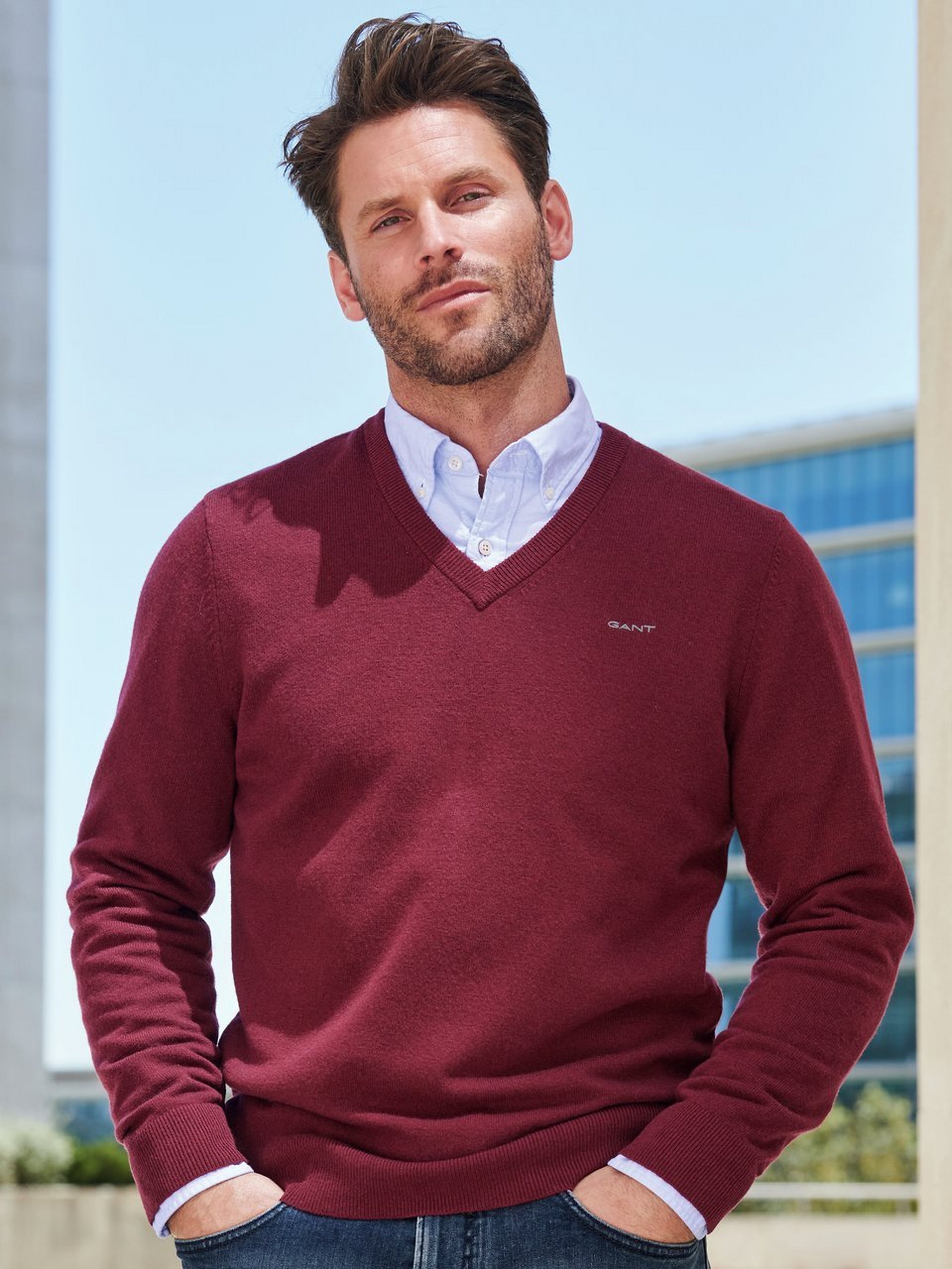 V-Strickpullover