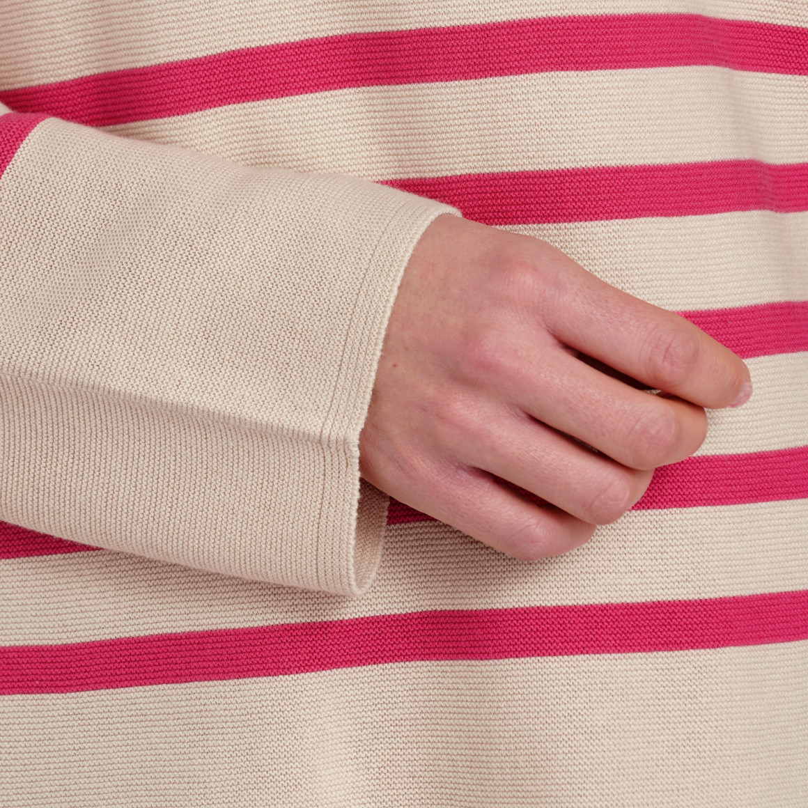 Gina Benotti Damen Feinstrickpullover mit Streifenmuster beige / pink