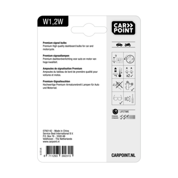 Carpoint autolampen W1,2W 12V Premium 2 Stuks