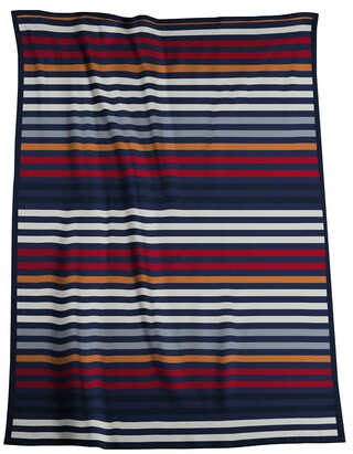 Biederlack Wohndecke Streifen 150 x 200 cm blau/rot