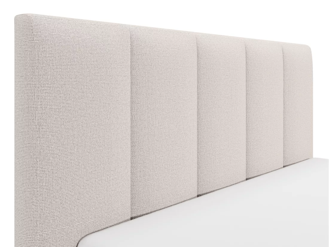 Lit coffre 160 x 200 cm avec tête de lit coutures verticales - Tissu - Beige - KILACLO