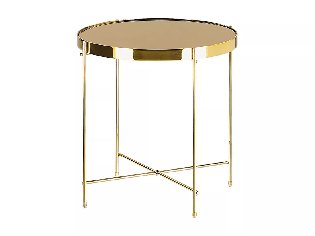 Table appoint marron et dorée ronde ⌀ 40 cm LUCEA