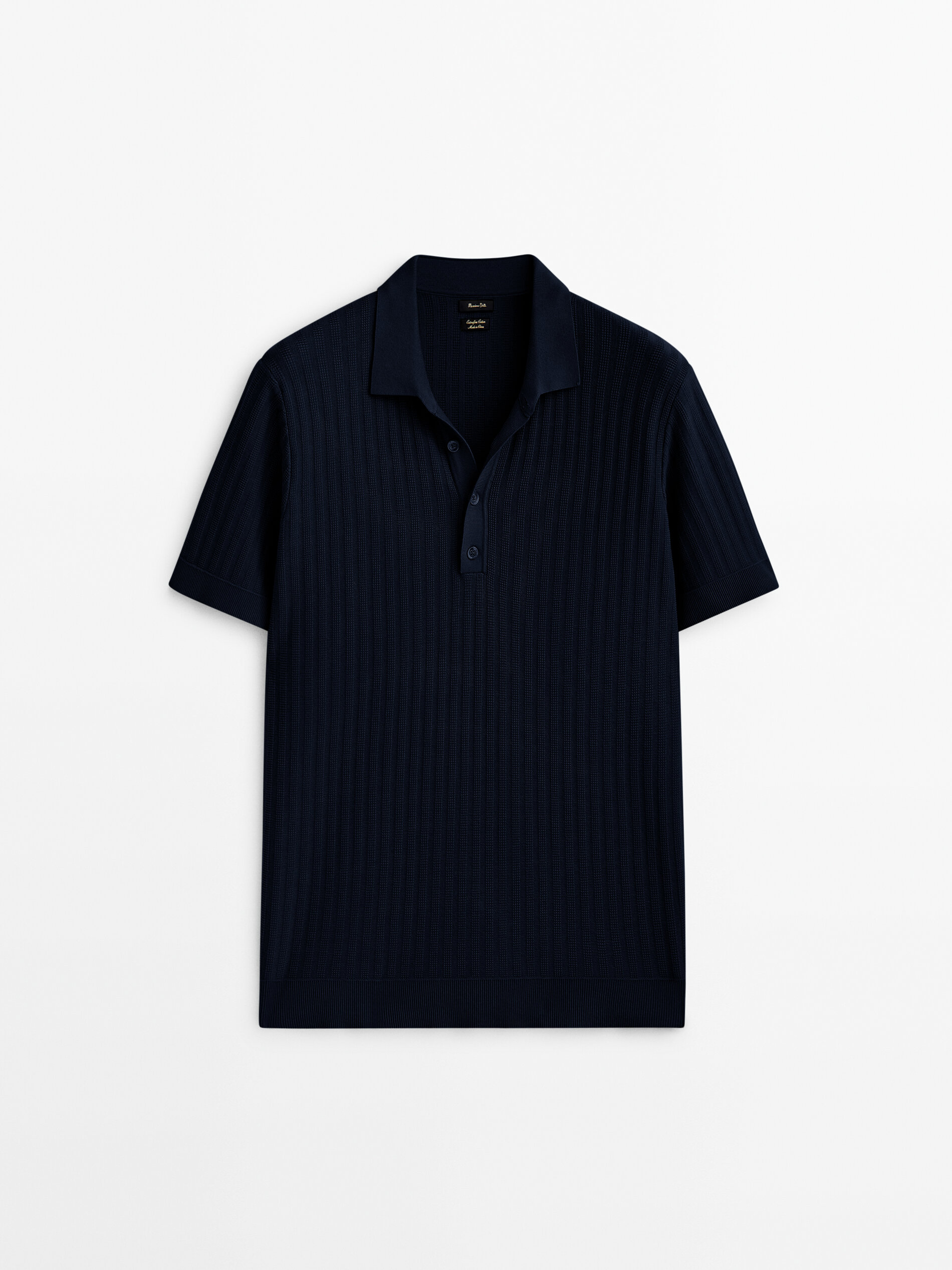 Camisa polo com costura vertical estruturada - AZUL MARINO