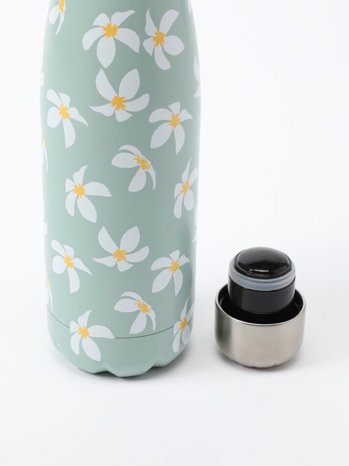 Garrafa térmica de aço inoxidável estampada - Verde Água