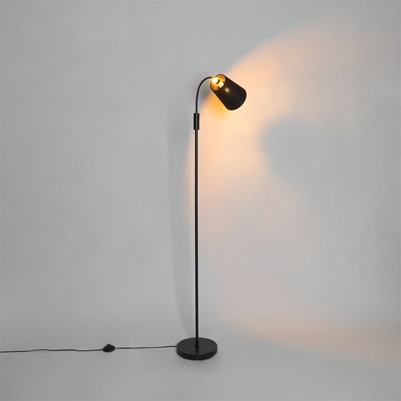 Moderne vloerlamp zwart met goud - Carmen