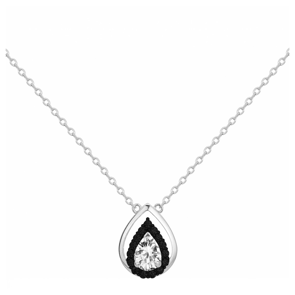 Collier mono-motif en Argent avec oxyde de zirconium noir
