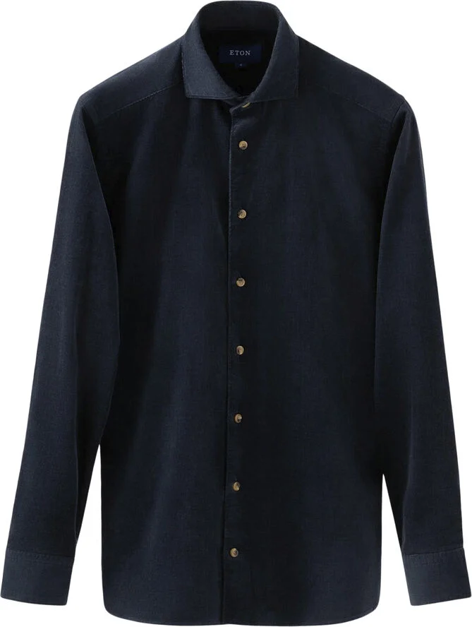 ETON Contemporary Fit Navy Blue Fine Whale Coruroy Shirt Blå