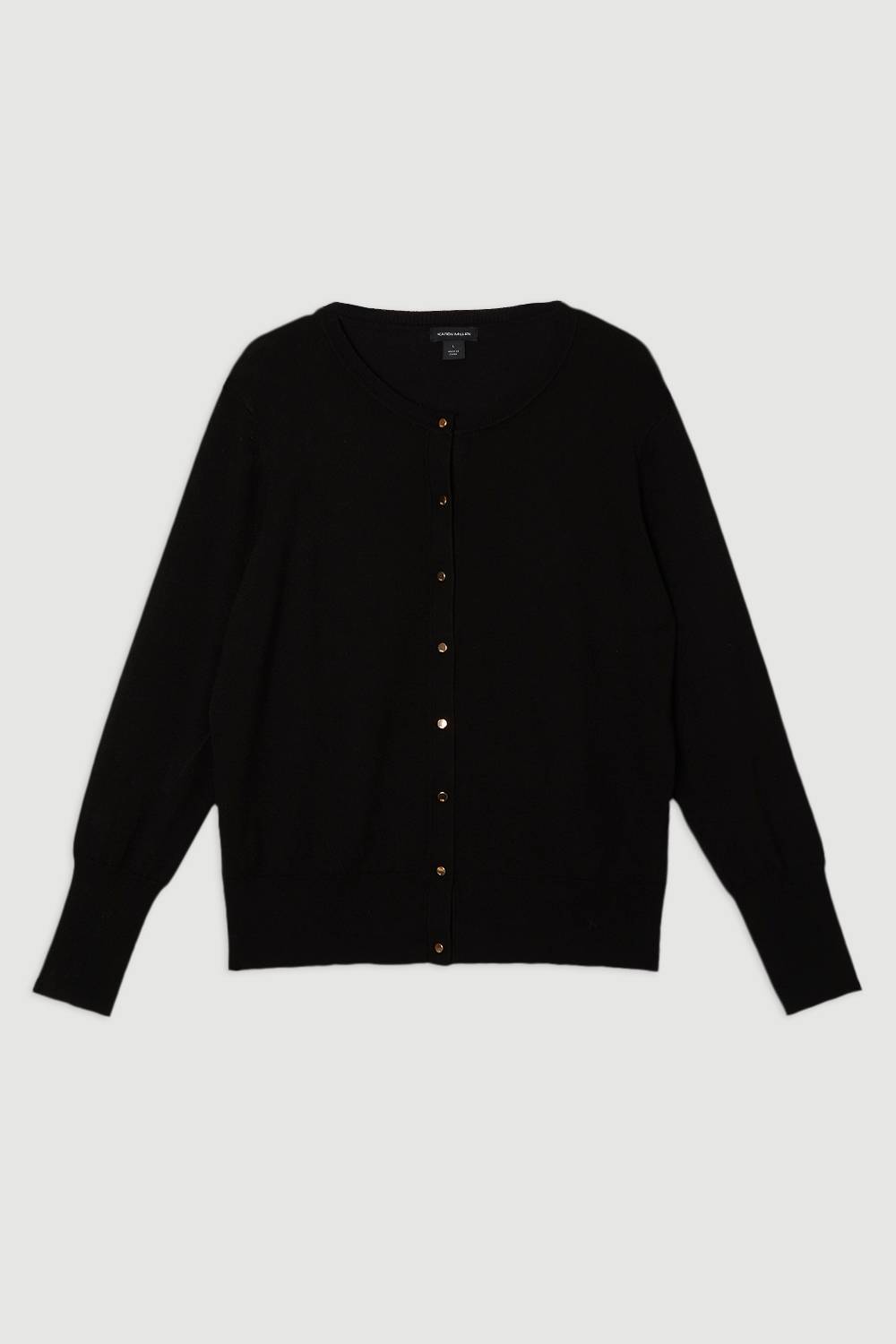KarenMillen Cardigan Tricoté Grande Taille Mélange Viscose à Boutons-Pression