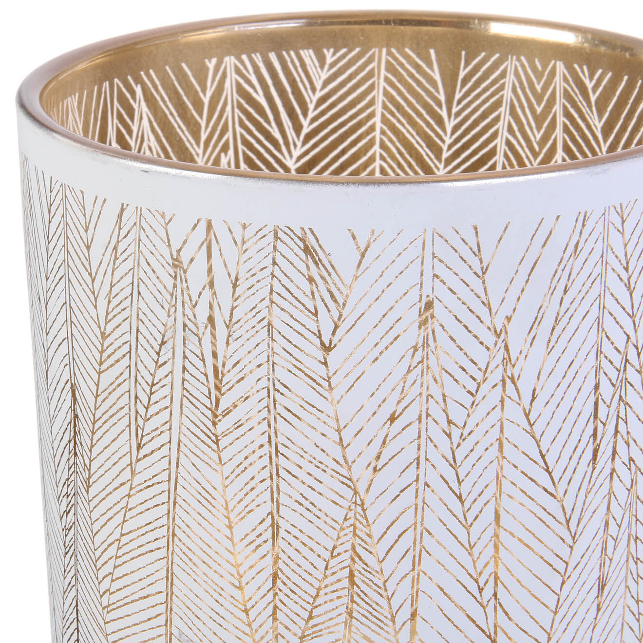 Home Deco Factory Vase Tauri blanc/doré - D.12x20 cm