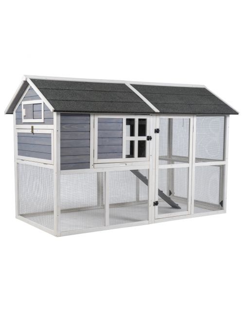 Adori Kippenhok Finn - Dierenverblijf - 211.5x105.5x136 cm Lichtgrijs Wit