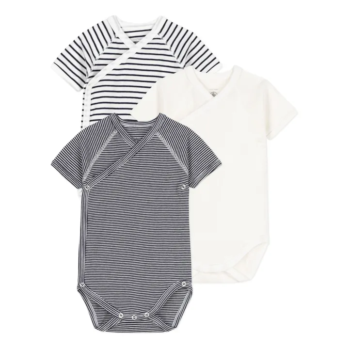 Petit Bateau Lot 3 Bodies Naissance Rayés | Bleu marine