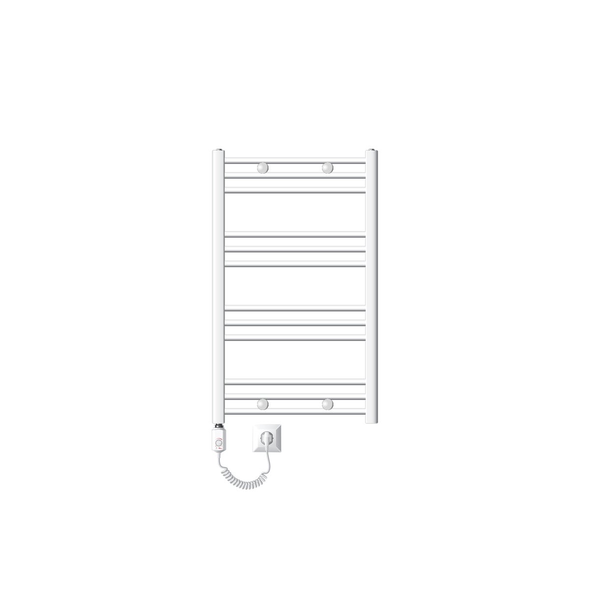 ECD Germany Elektrische Badkamerradiator met Verwarmingselement ECO 300W - 600 x 800 mm - Wit - Recht met Zijaansluiting - Handdoekwarmer, Handdoekdroger, Handdoekradiator, Handdoekverwarmer, Verwarming