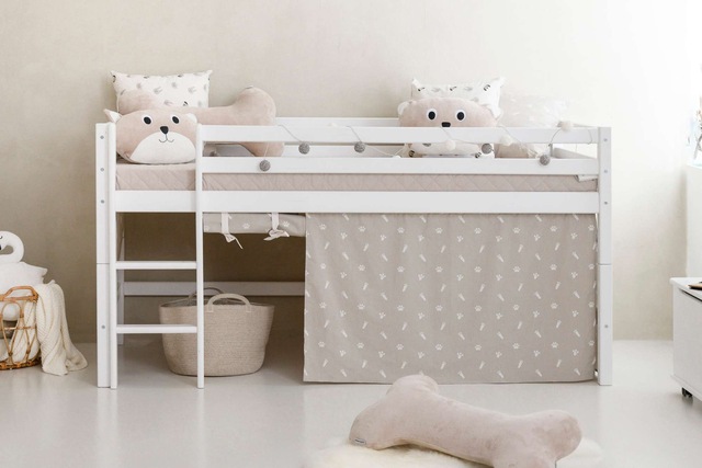 Hoppekids Hochbett »ECO Dream, Kinderbett, Spielbett, Halbhohes Bett aus Massivholz« inkl. Vorhang-Set Creator, Bettgrösse & Matratze wählbar