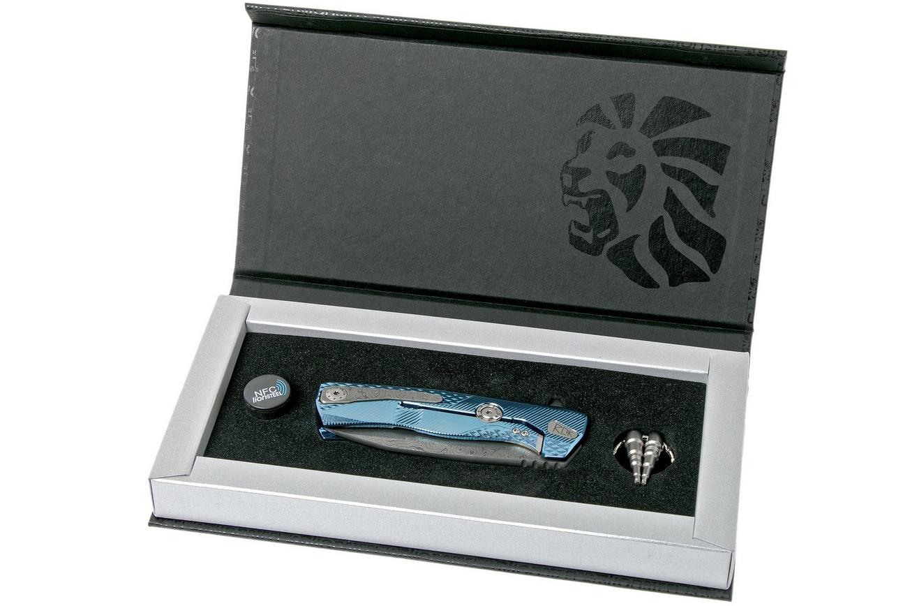 LionSteel ROK Damascus Blue Titanium ROK DD BL zakmes