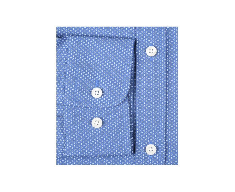 Chemise imprimée Bleu Indigo motifs blancs - Col français - ALPHONSE