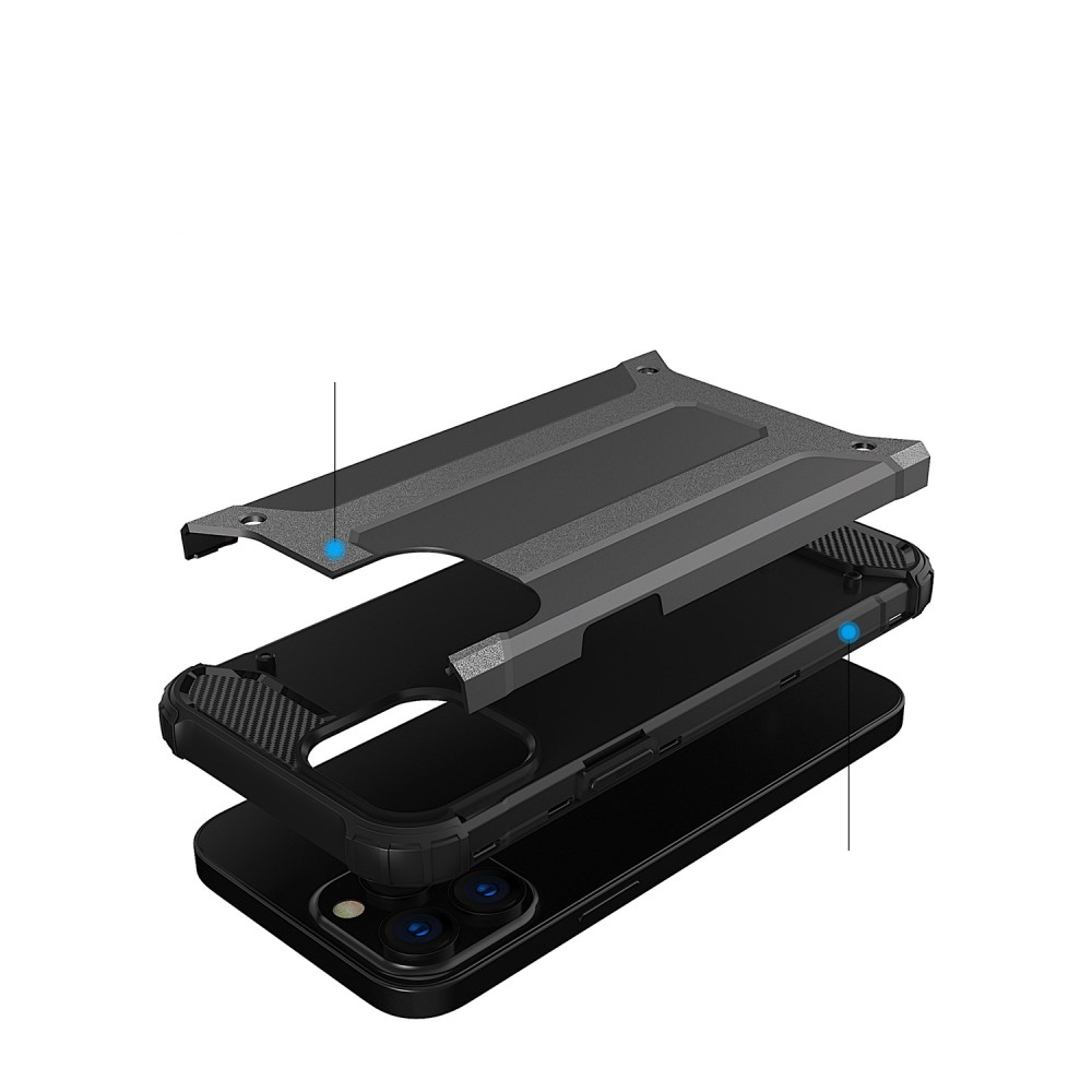 iPhone 14 Pro Outdoor Hybrid Hardcase Hülle - Dunkelblau / Schwarz