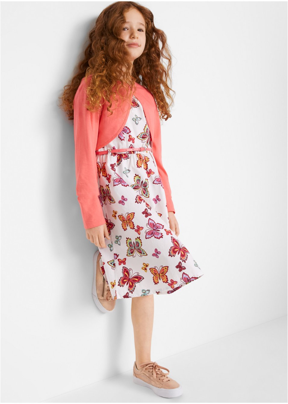 Robe fille + ceinture + boléro fille (Ens. 3 pces.)