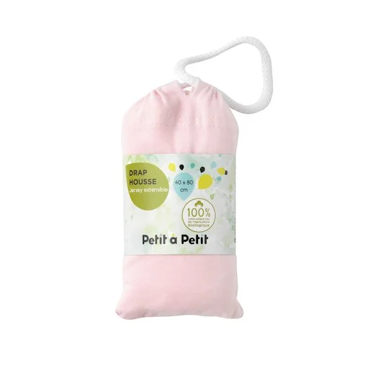 Drap housse en jersey bio   Rose pale        40 x 80 cm   de               Petit à petit