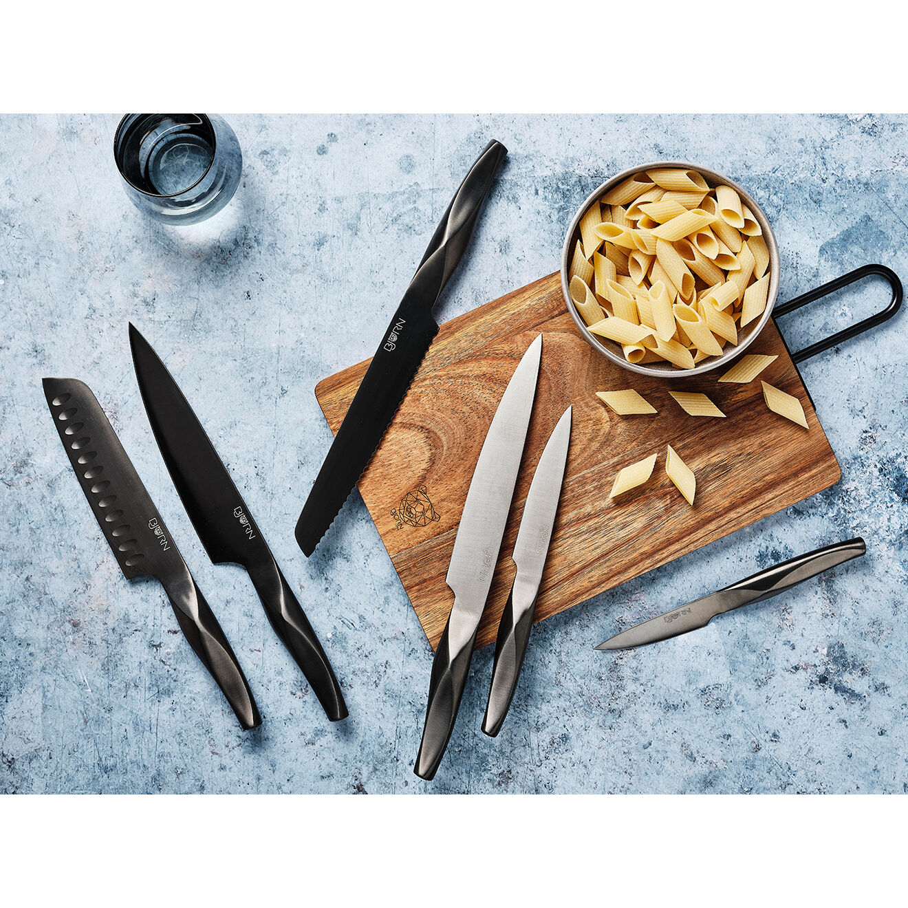 Bjorn Bloc avec couteaux de cuisine Larus Skagen gris métal- 7 pièces
