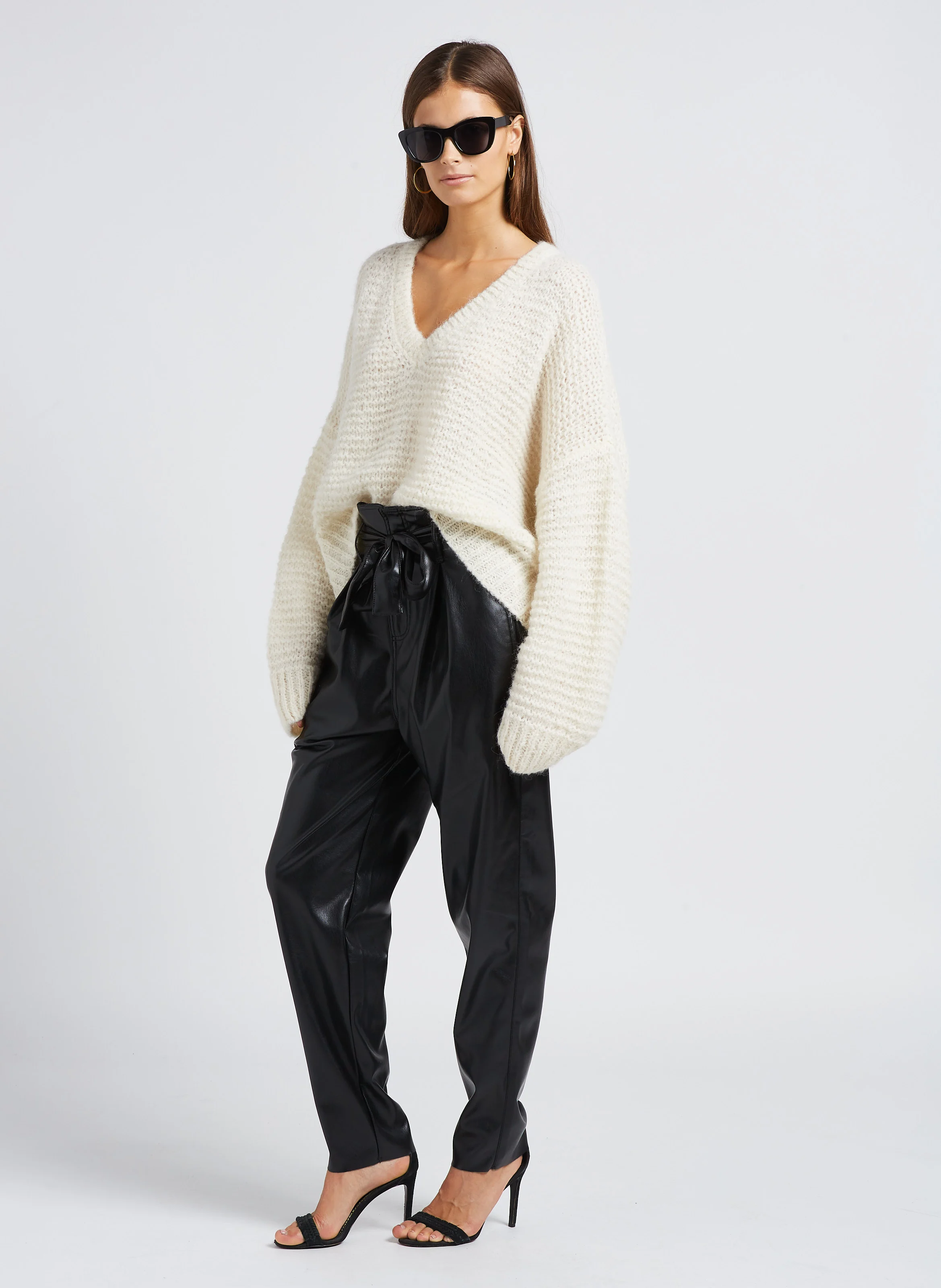 BROCK - Pantalon carotte aspect cuir| Noir