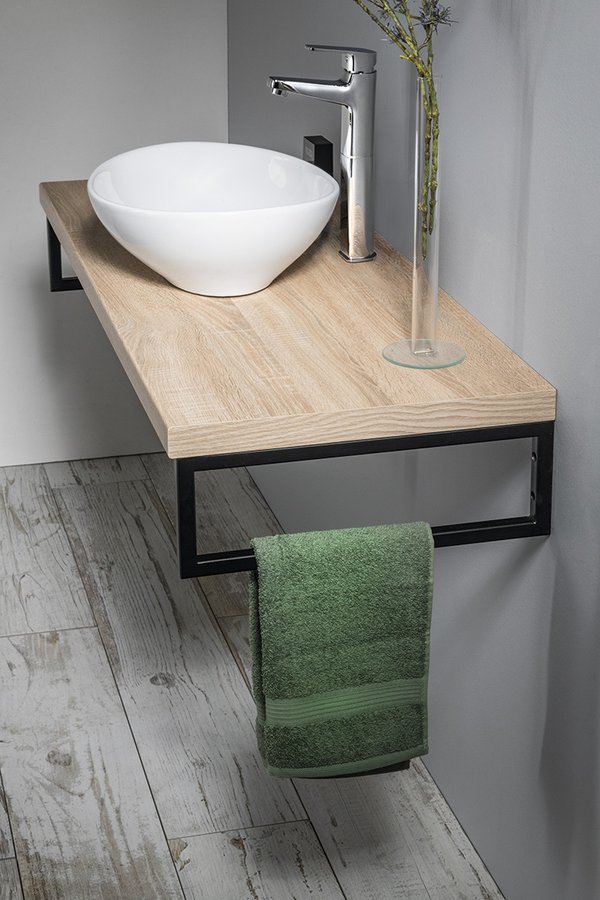 Aqualine Vega steunbeugel 44x15cm zwart mat
