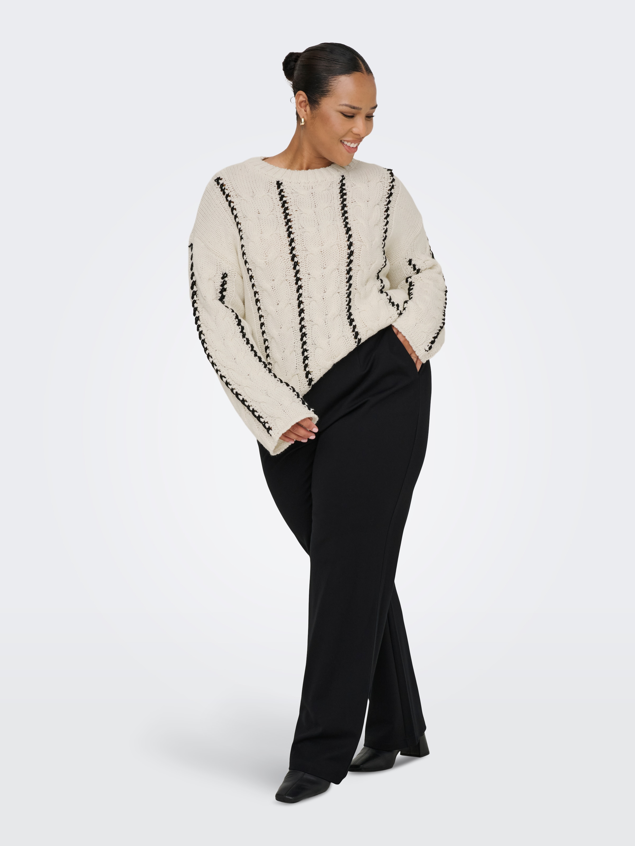 ONLY CARMAKOMA Rundhalspullover »CARTESSA CABEL STITCH LS O-NECK KNT«