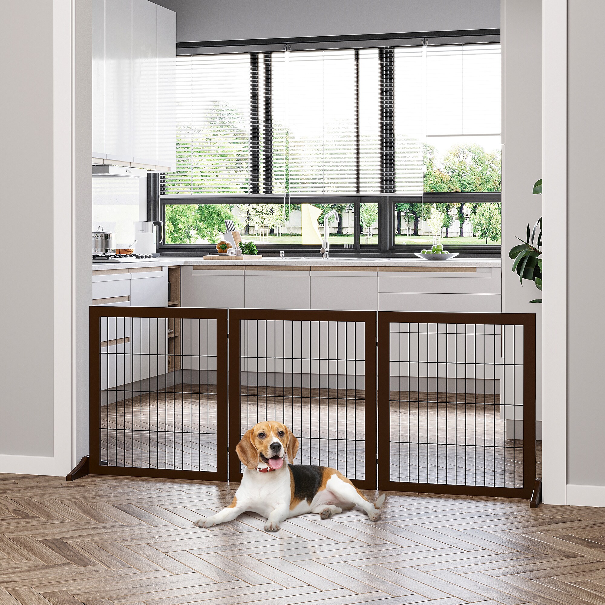 PawHut Absperrgitter für Hunde 185 x 36 x71 cm (LxBxH)