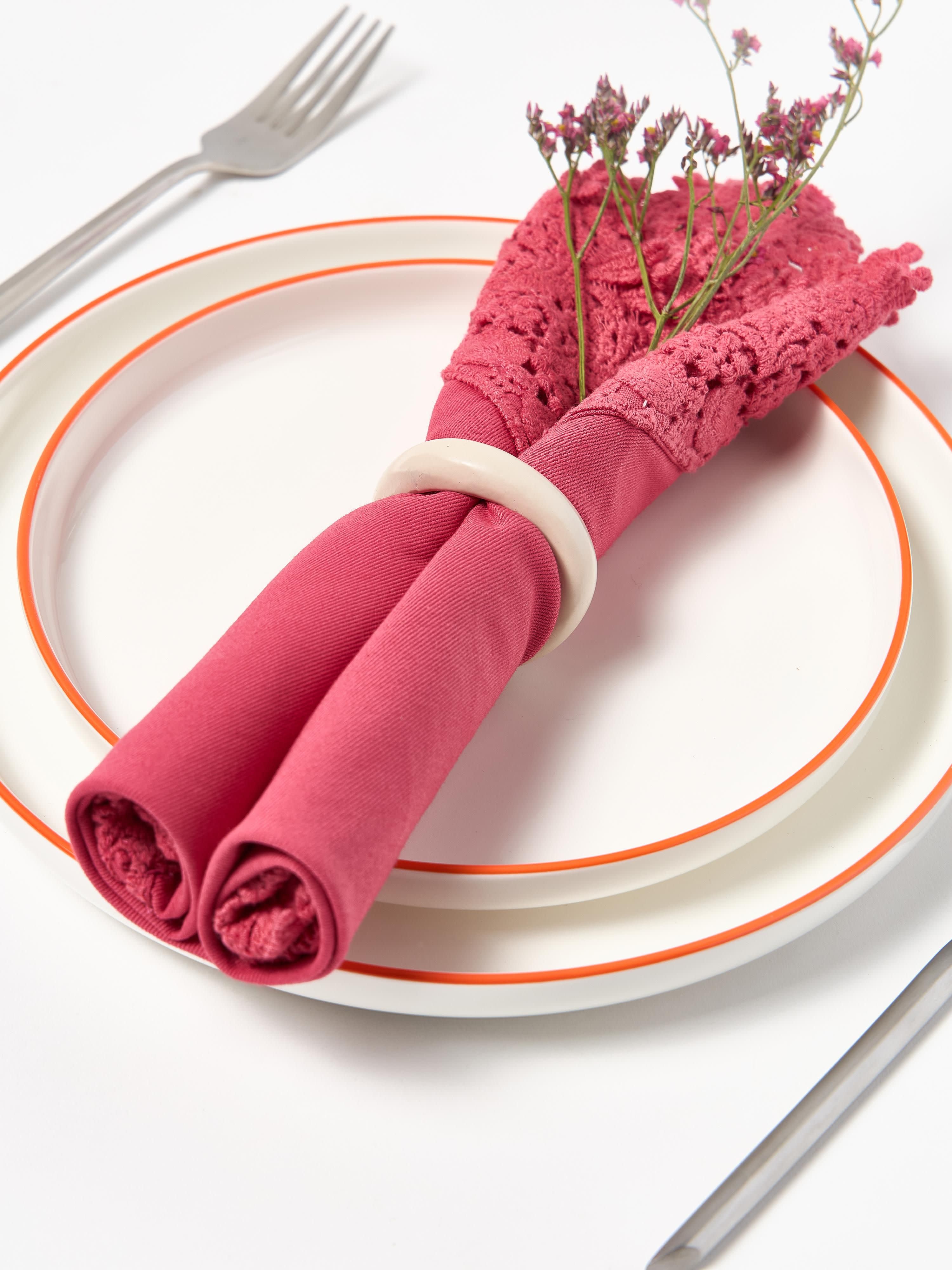 Stoffen servetten Flavia met kant, 4 stuks