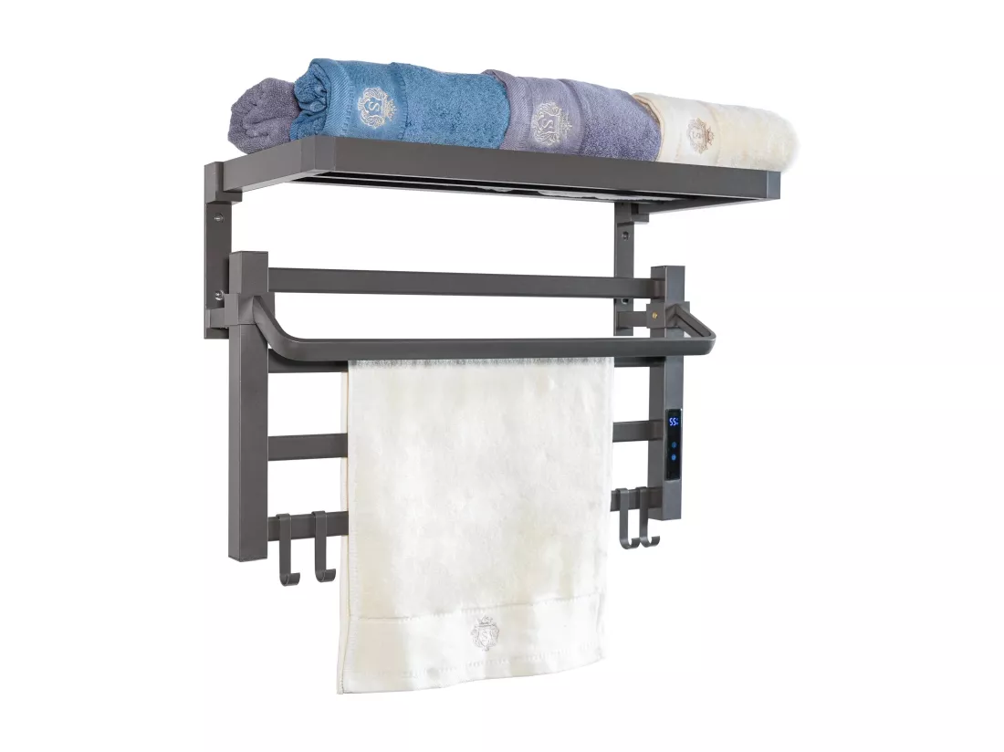 Sèche-serviettes électrique avec étagère gris anthracite 55W