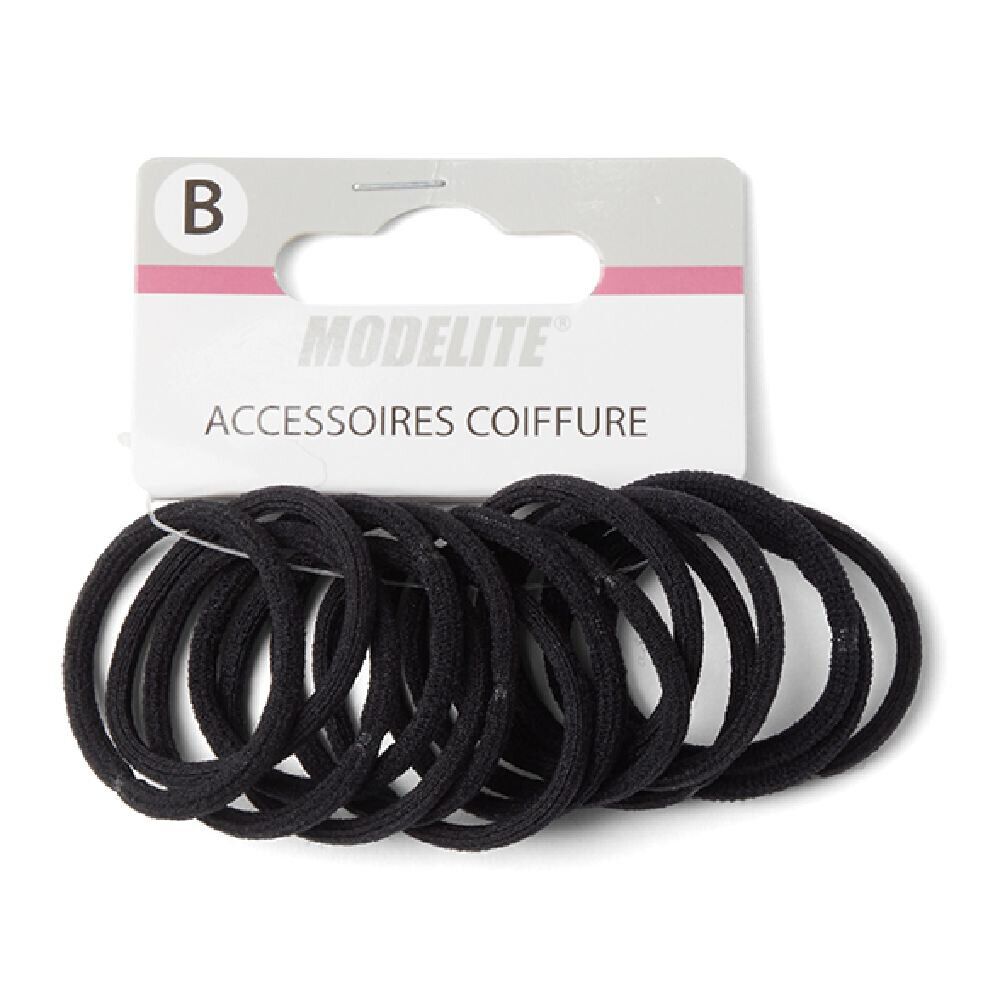 Lot de 15 élastiques à cheveux basiques polyester noir