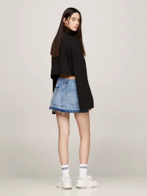 Moletom cropped de gola alta com emblema