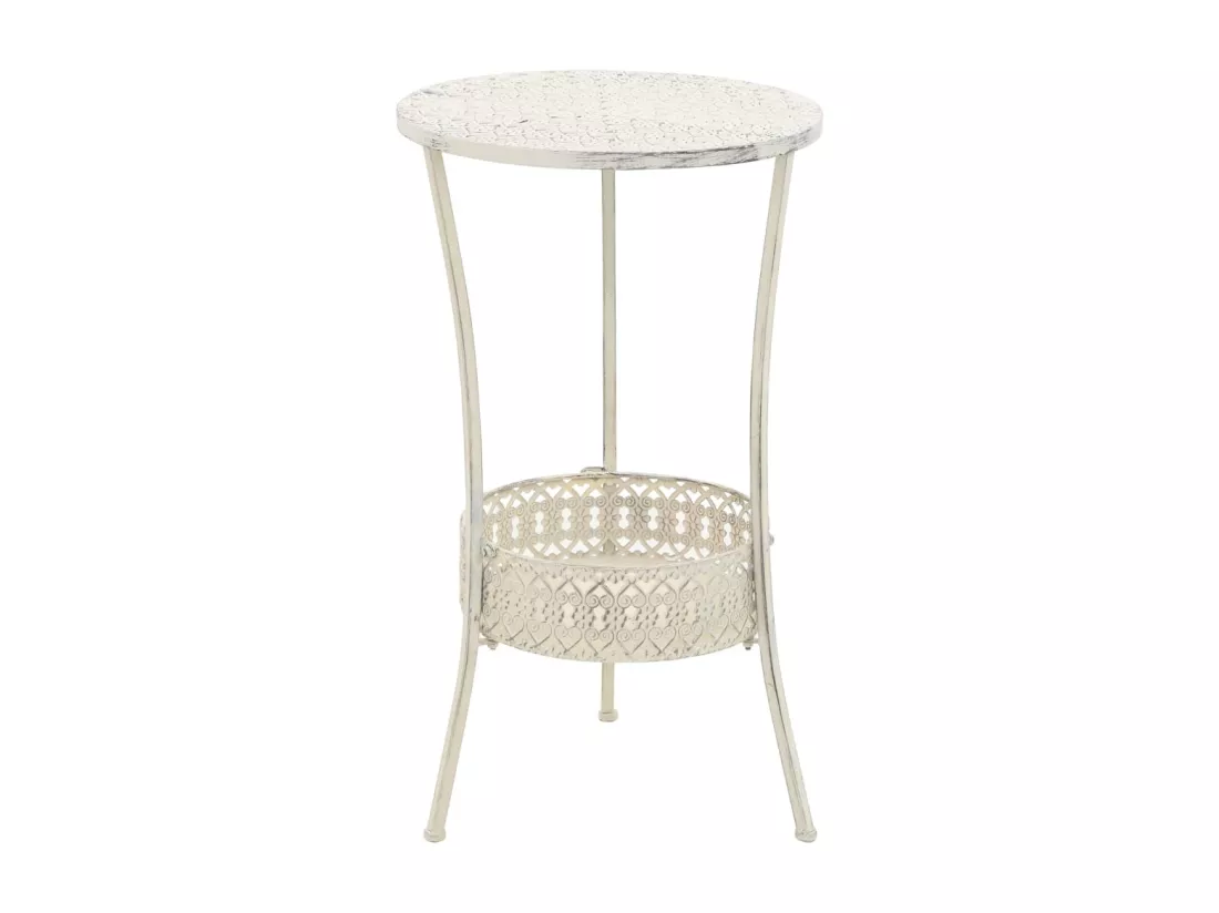 Table de bistro Style vintage Ronde Métal 40 x 70 cm Blanc