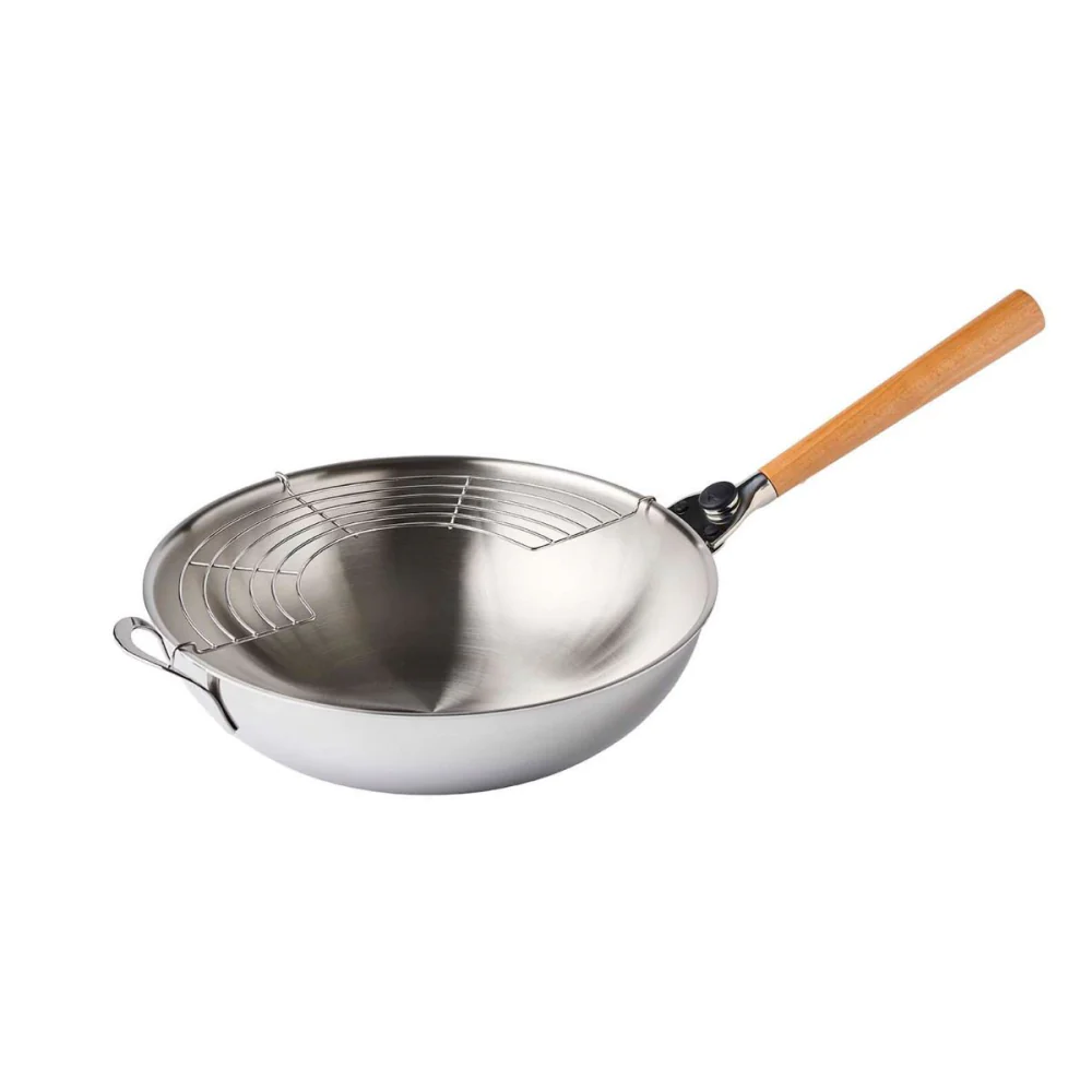 O'wok gourmet inox-poignee bois-grille Mastrad