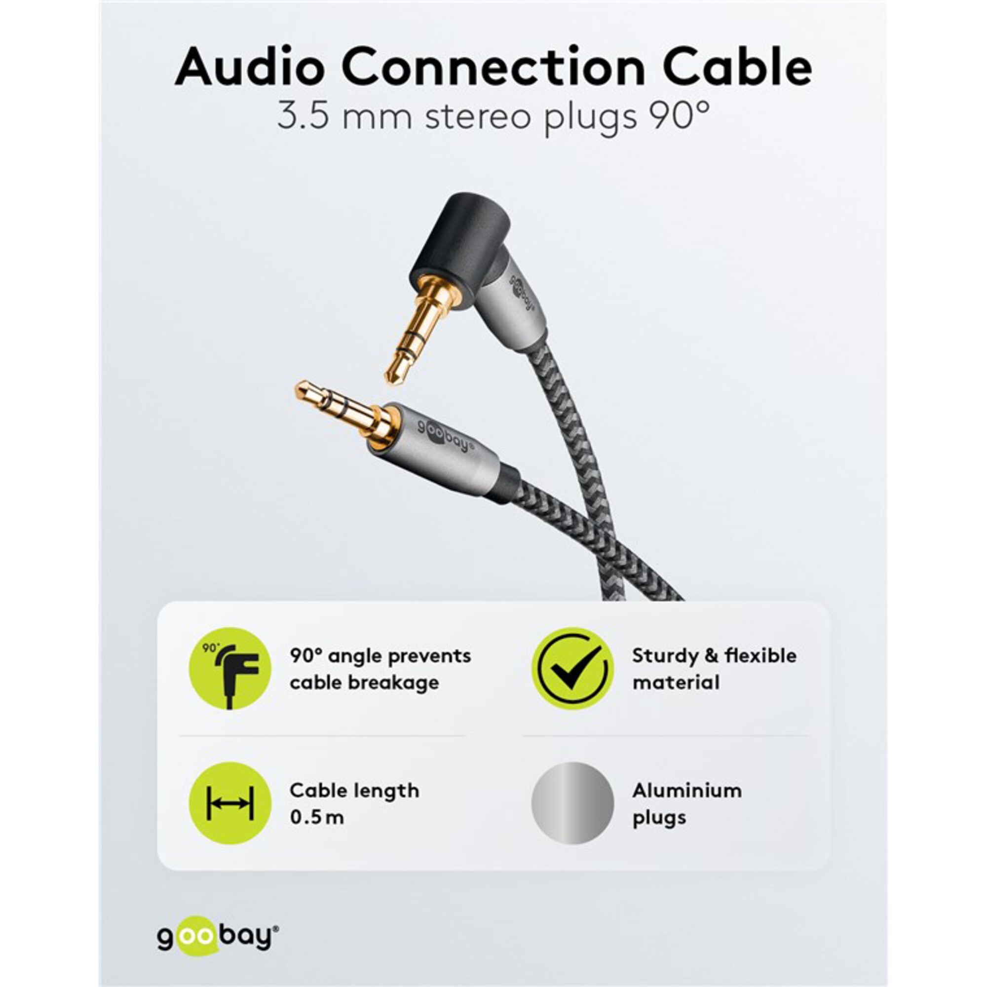 goobay Kabel Plus Audio Verbindungskabel AUX 3,5mm stereo, 90°