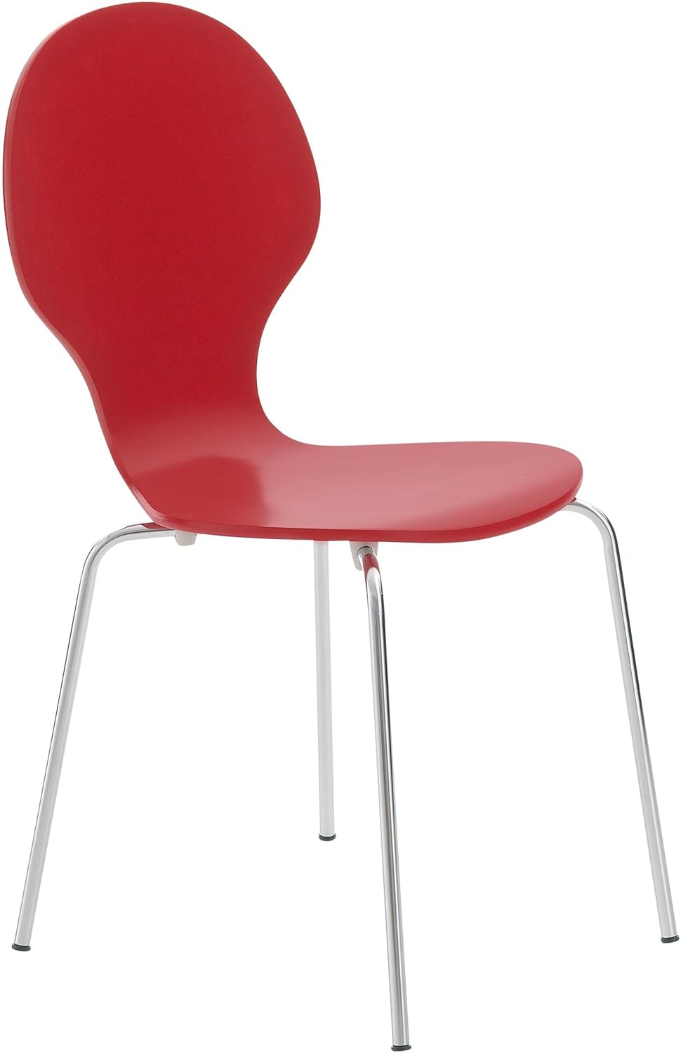 CLP Stapelstuhl Diego I Komfortabler Esszimmerstuhl I Metallgestell, Holzsitz I Ergonomisches Design I Platzsparend In Esszimmer Und Küche, Farbe:rot