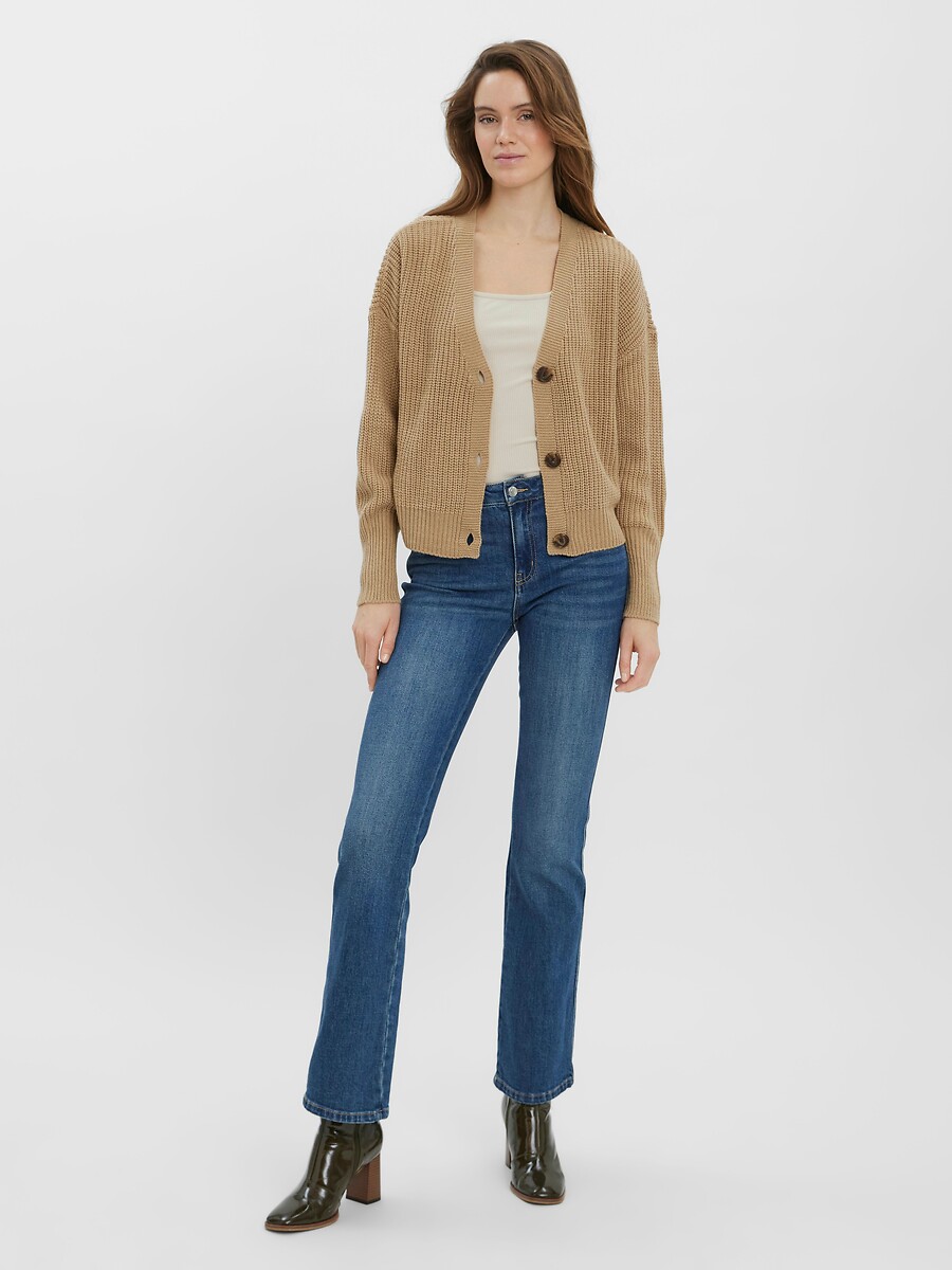 VERO MODA<br>Cardigã curto de malha com fecho de botão
