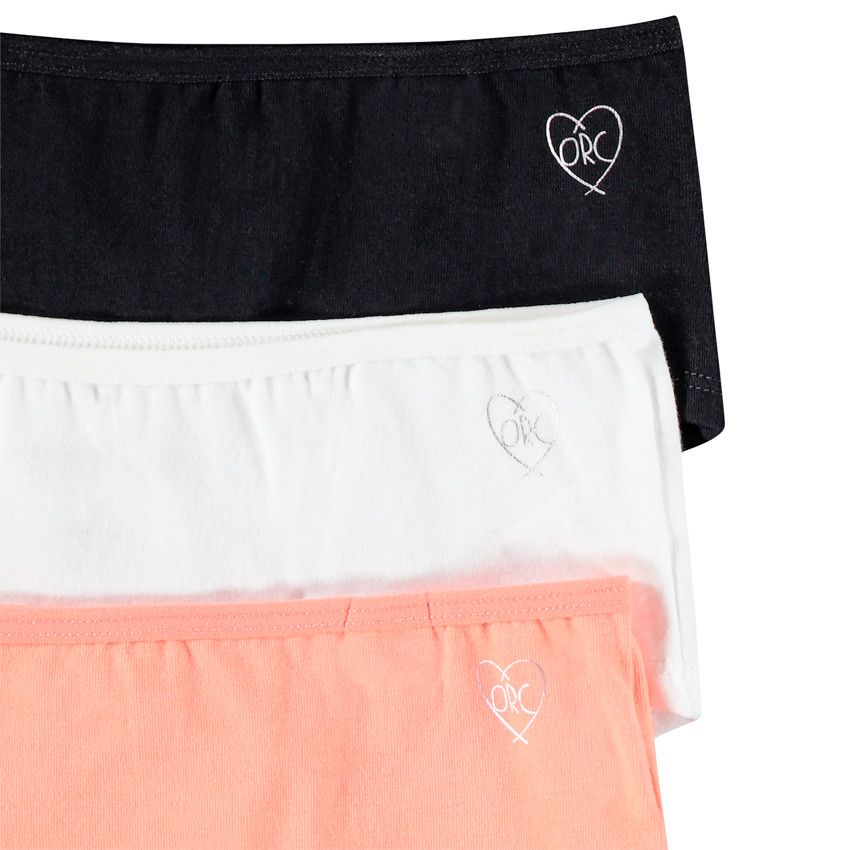 Lot de 3 shorties en coton unis - Blanc