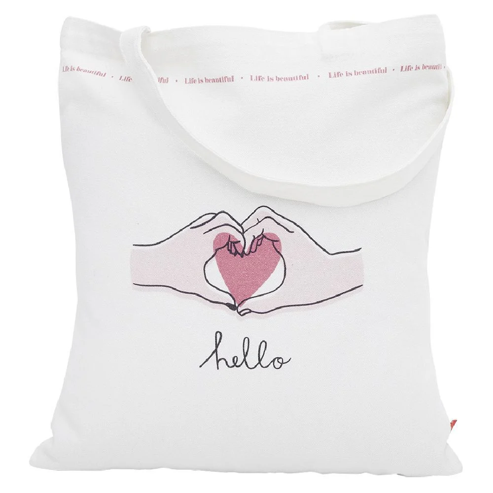Coffret mug 330ml et tote bag coeur blanc et rose