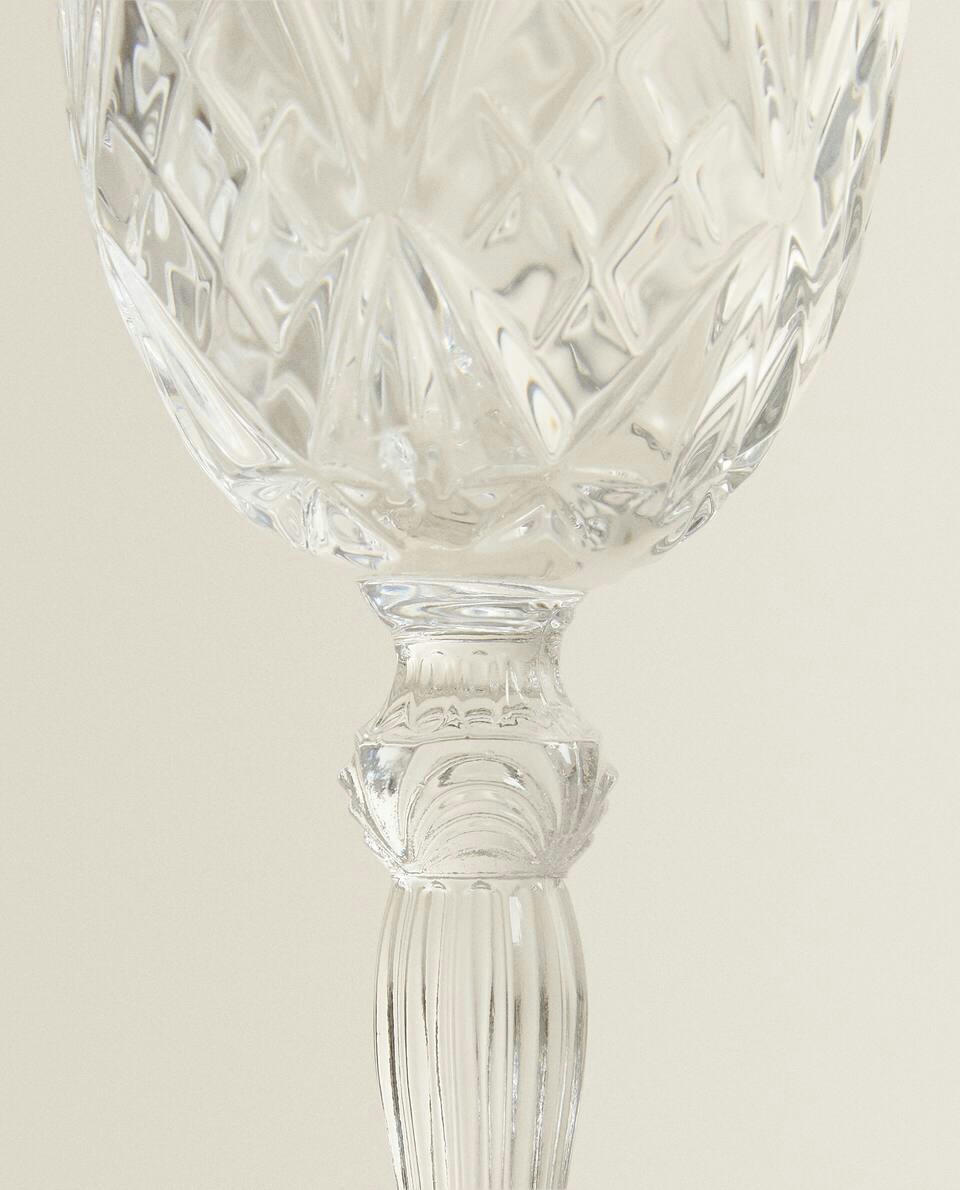 TAÇA DE VINHO DE CRISTAL LAPIDO