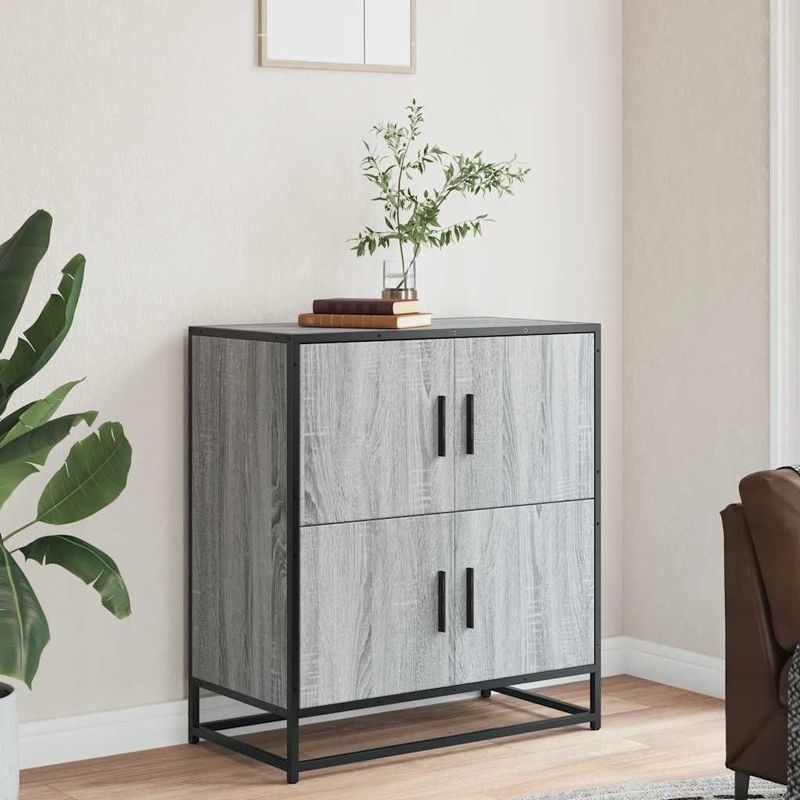 vidaXL - Dressoir - Grijs - Bewerkt Hout - Industrieel Ontwerp
