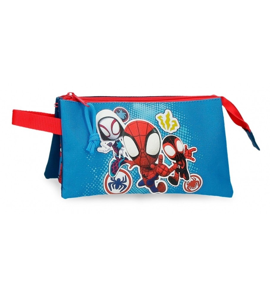 Estojo para lápis Joumma Bags Spidey Go Webs Go com três compartimentos, azul