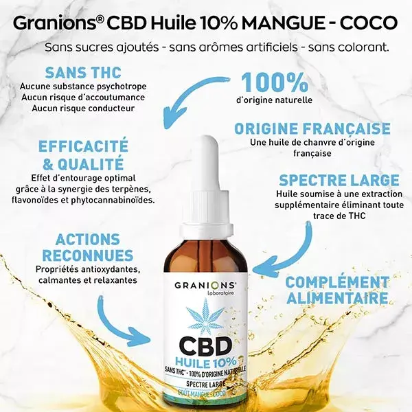 Óleo de CBD Granions 10% Manga e Coco 10ml