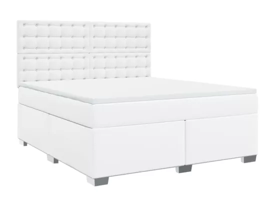 Sommier à lattes de lit avec matelas Blanc 180x200cm Similicuir