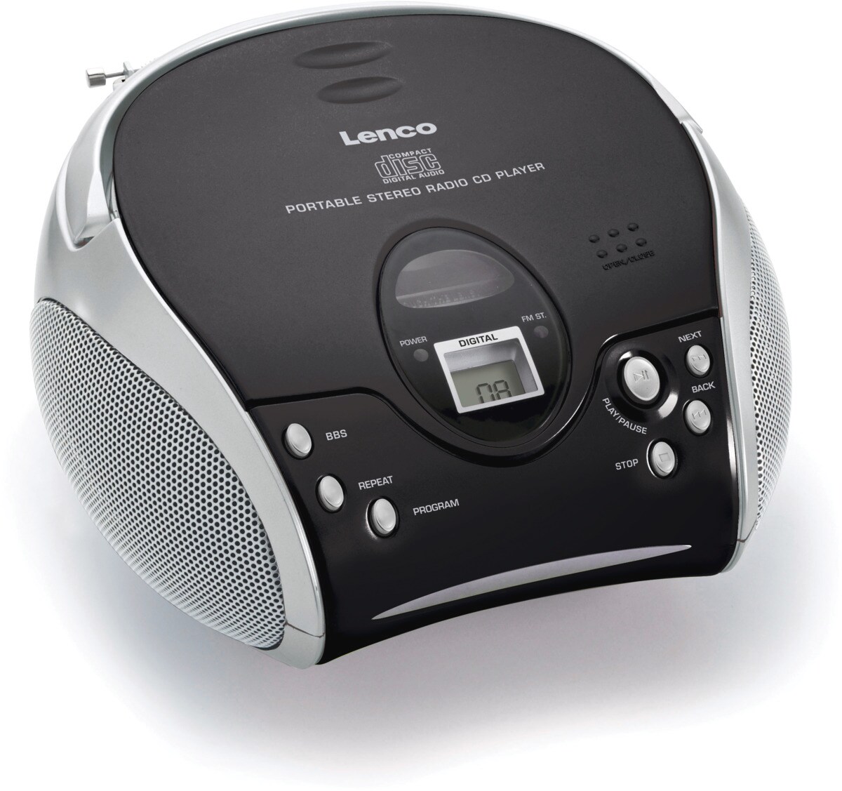 LENCO SCD-24 Stereo UKW-Radio mit CD-Player, schwarz/silber